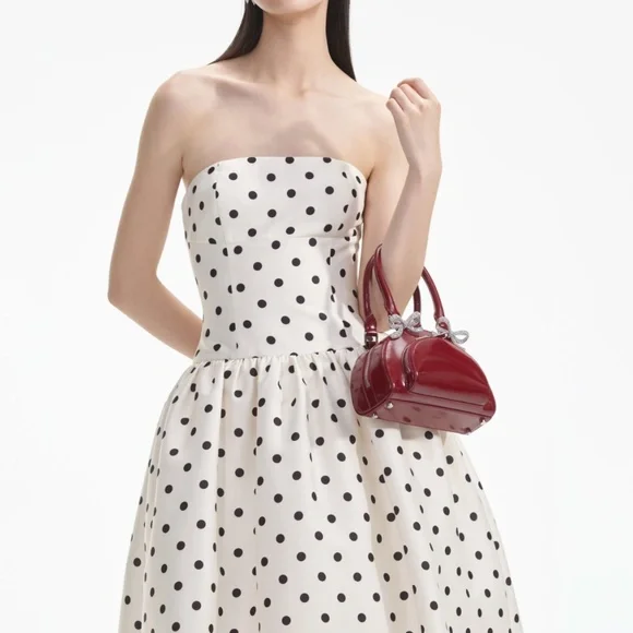 self-portrait Cream Polka Dot Taffeta Midi Dress Size:US2 - MSRP $655 - NWT - Picture 6 of 7